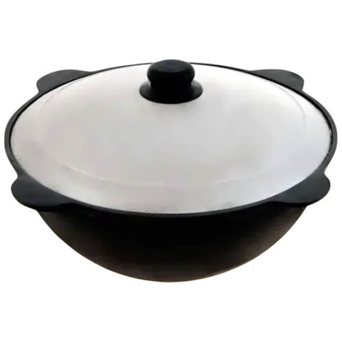 Казан Davr Metall Узбекский чугунный с крышкой, круглое дно (8 л)