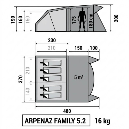 Кемпинговая палатка Quechua Arpenaz Family 5.2-4